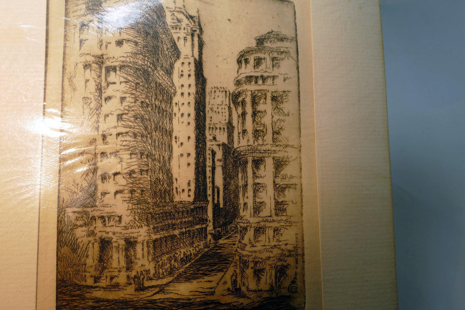 San Francisco Montgomery Street Hand Signed Etching 1900's USA Limited edition
