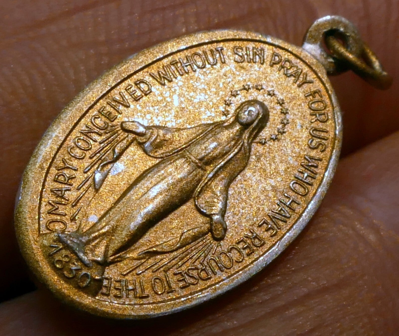 1830 o mary conceived without sin pendant charm pray for us vintage