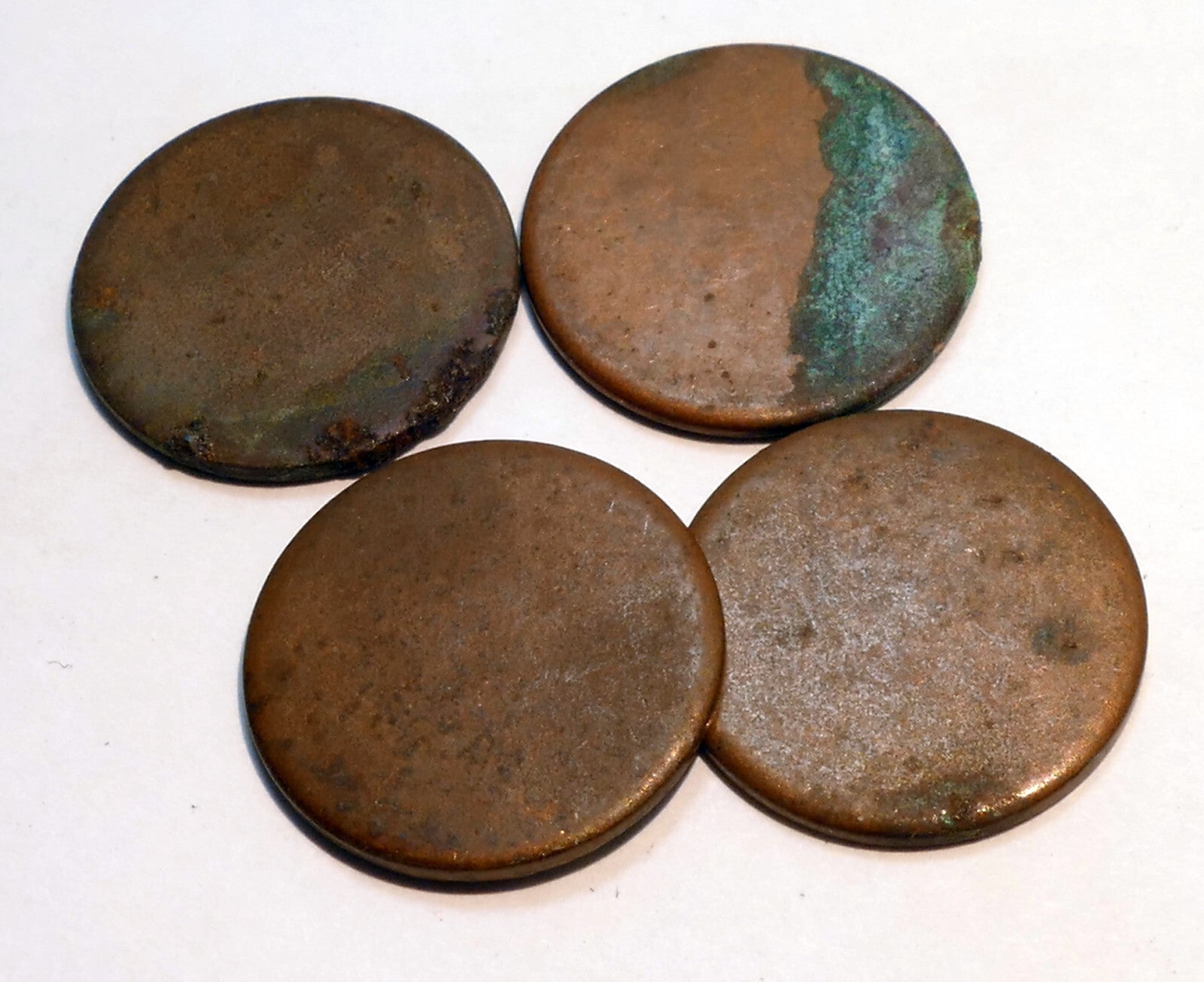 Lot of 4 mexico cinco centavos brass copper coin unstruck planchet error