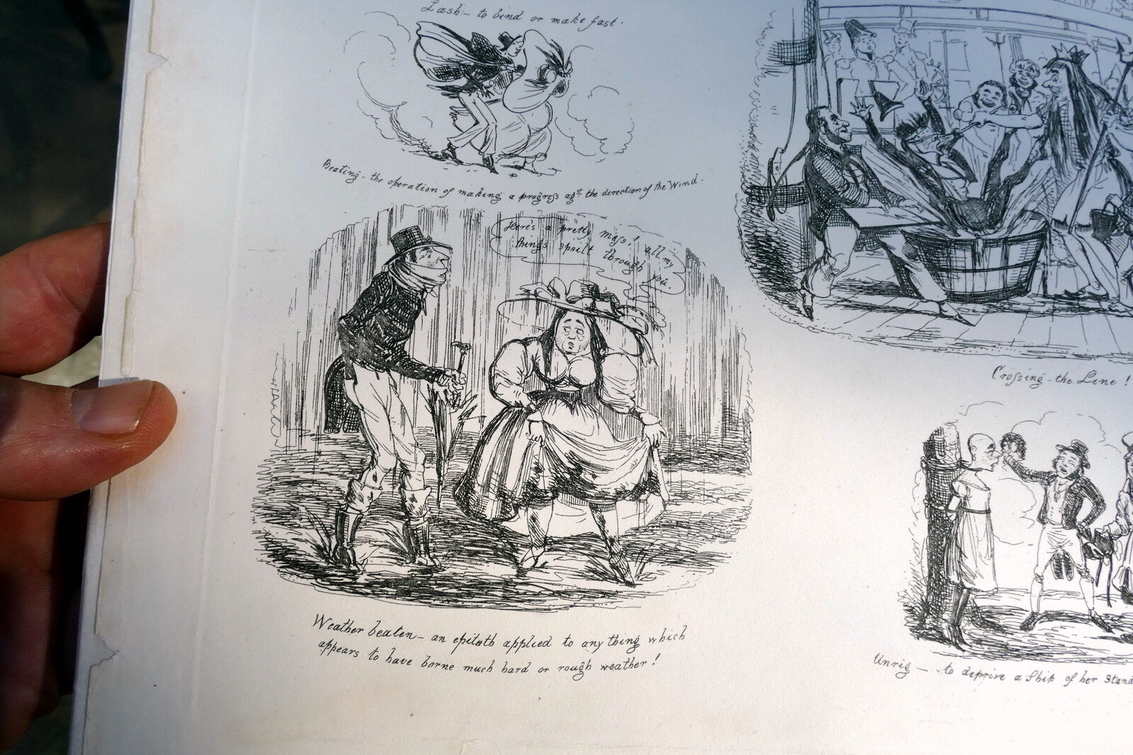 NAUTICAL DICTIONARY No 5 HENRY HEATH CARICATURE PRINT  1840 Victorian