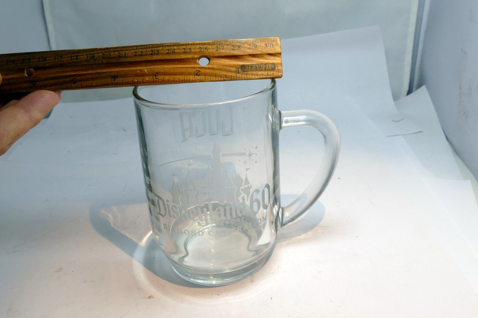 Diamond Celebration Disneyland 60th Anniversary Stein Mug Heavy Glass Disney