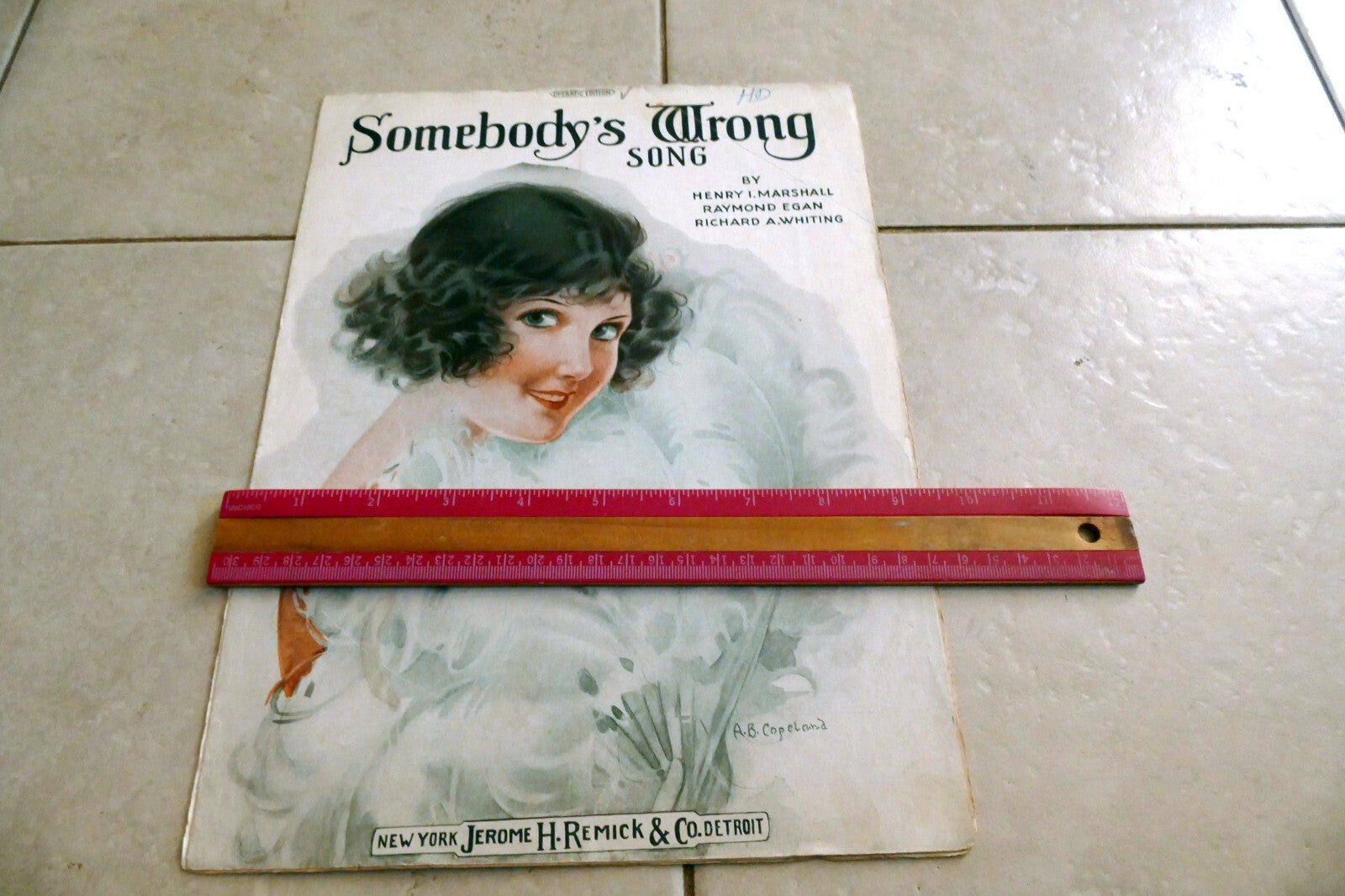 Somebody's Wrong Song by Henry Marshall Egan Whiting 1923 New York