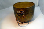 Brass Gold Colored Spittoon Hong Kong Lion 5.5" Hand Hammered Fu Dogs Head
