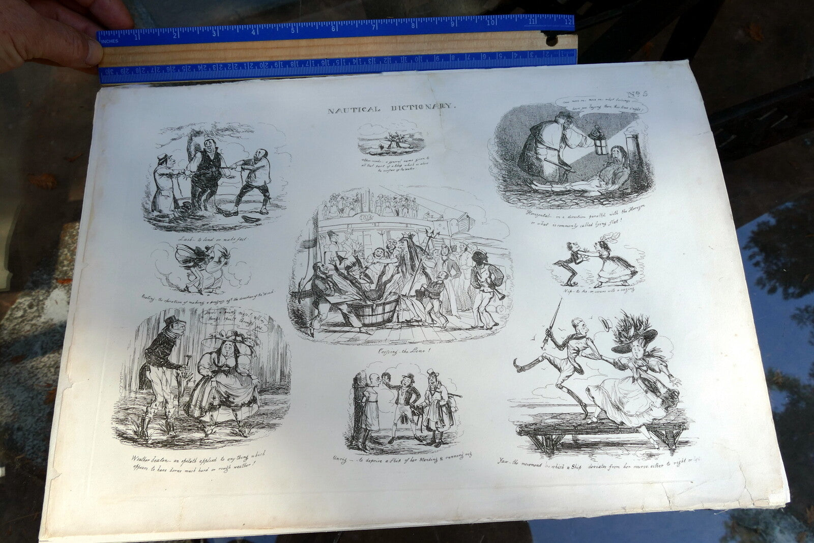 NAUTICAL DICTIONARY No 5 HENRY HEATH CARICATURE PRINT  1840 Victorian