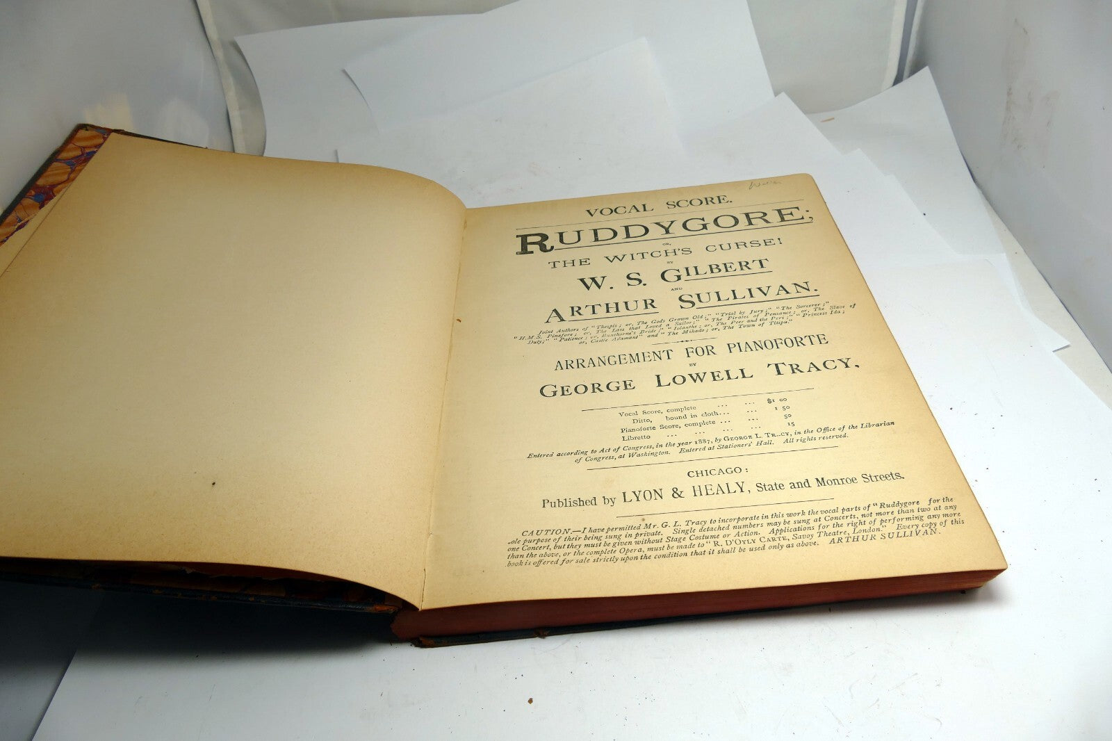 Ruddigore Opera Vocal Score by Gilbert & Sullivan sheet music 1887 Congress Libr