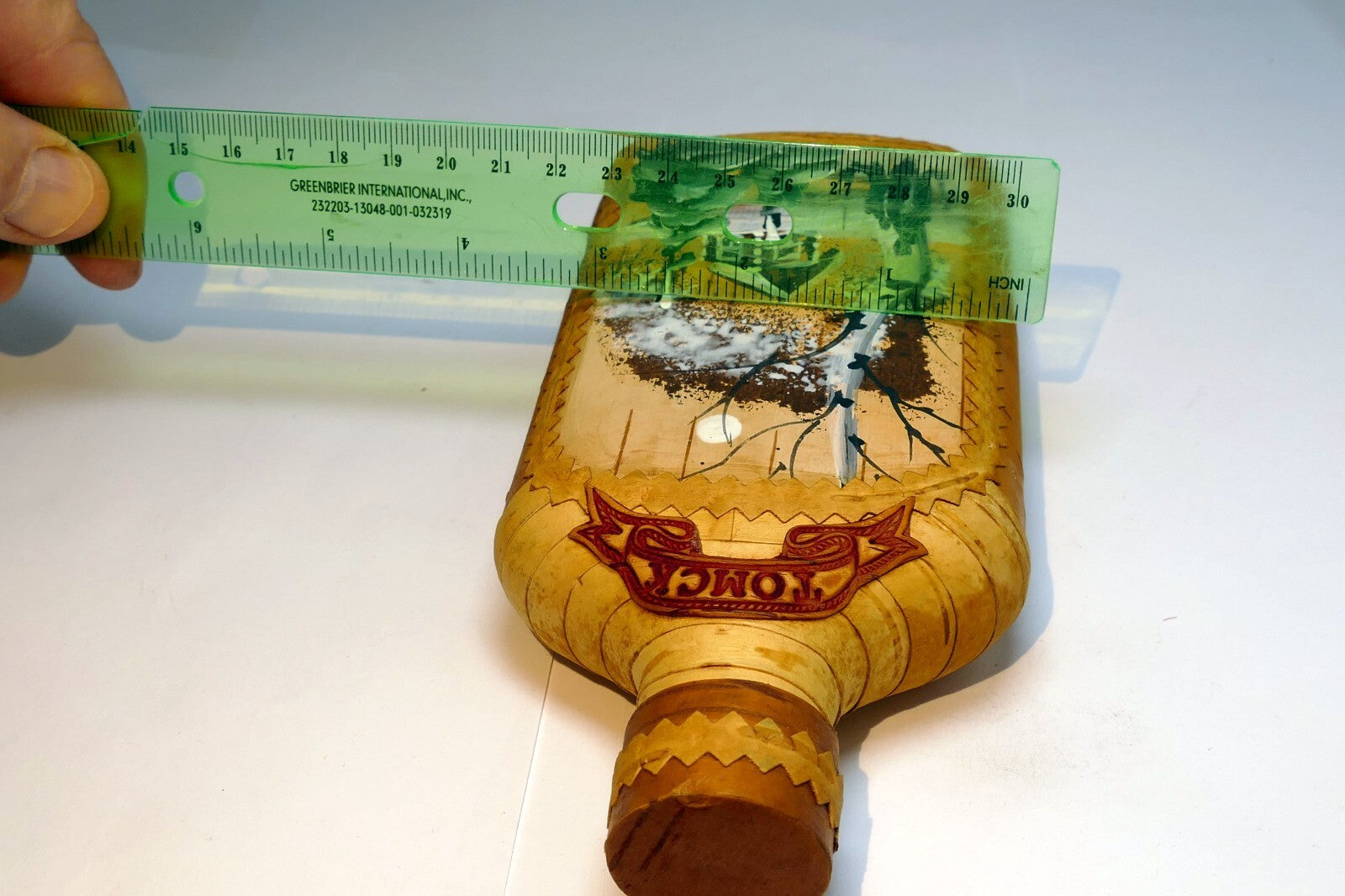 Birch Bark Wrapped Tomsk Russia Siberia Glass Bottle Hip Flask Liquor Whiskey