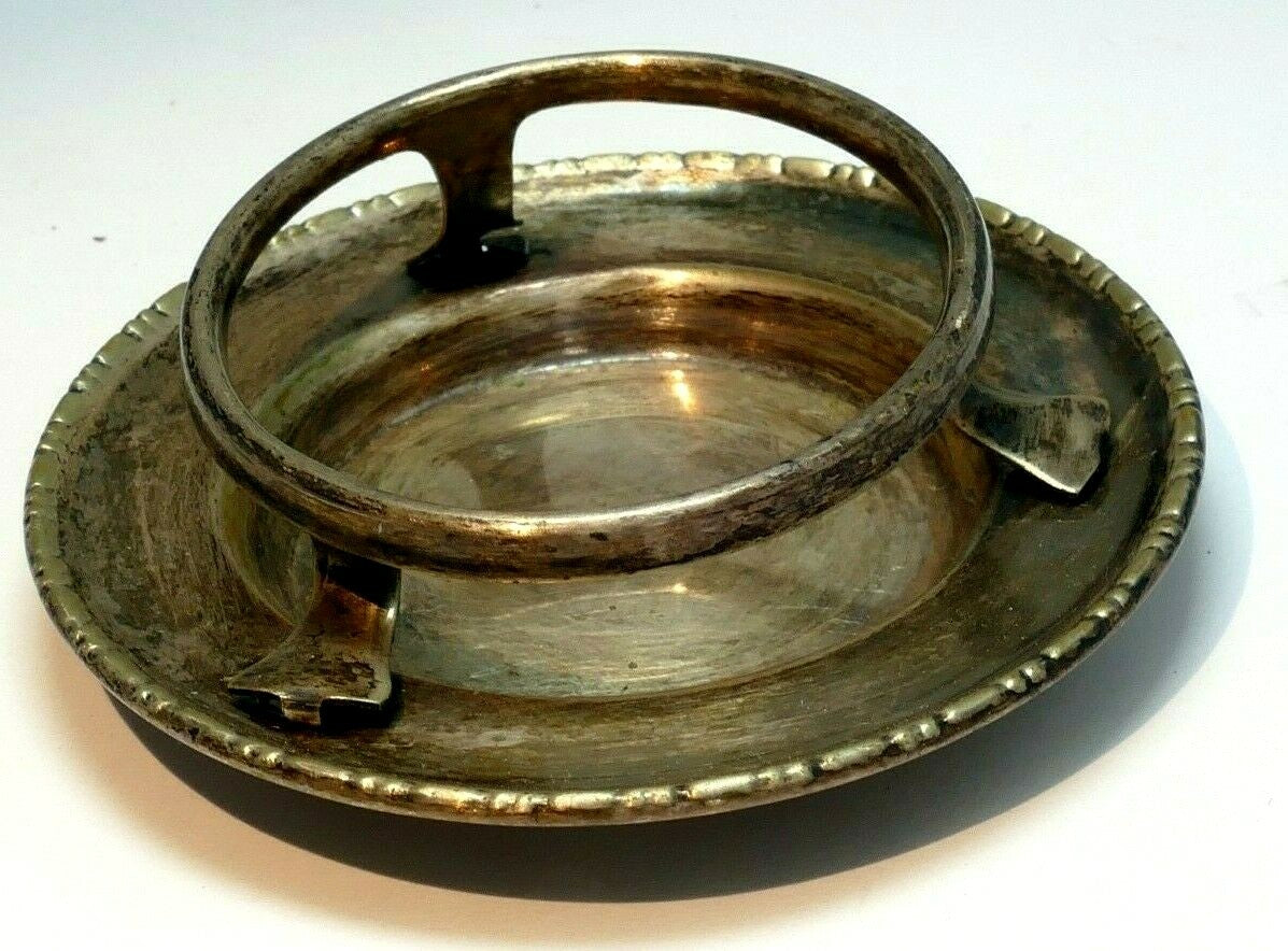 Epns candle holder or bowl made in england 3.5 inch diameter vintage 1890 l.w.lp