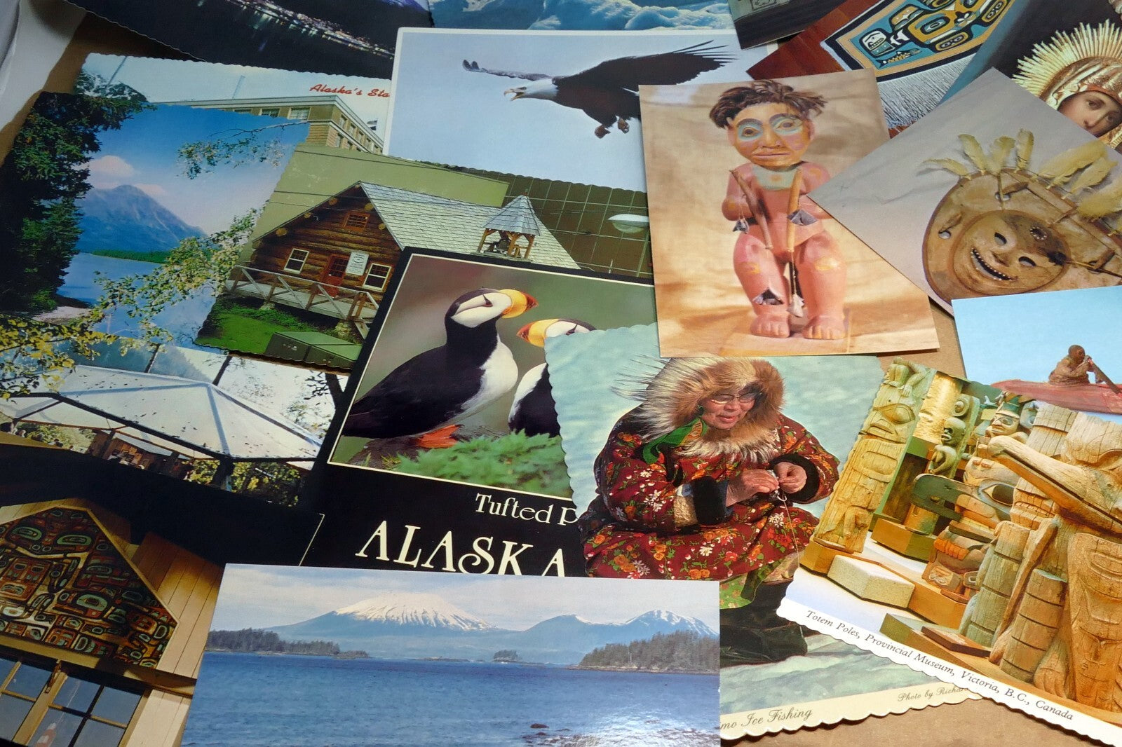 1980's postcard unposted alaska usa lot of 23 pack landscapes cityscapes native