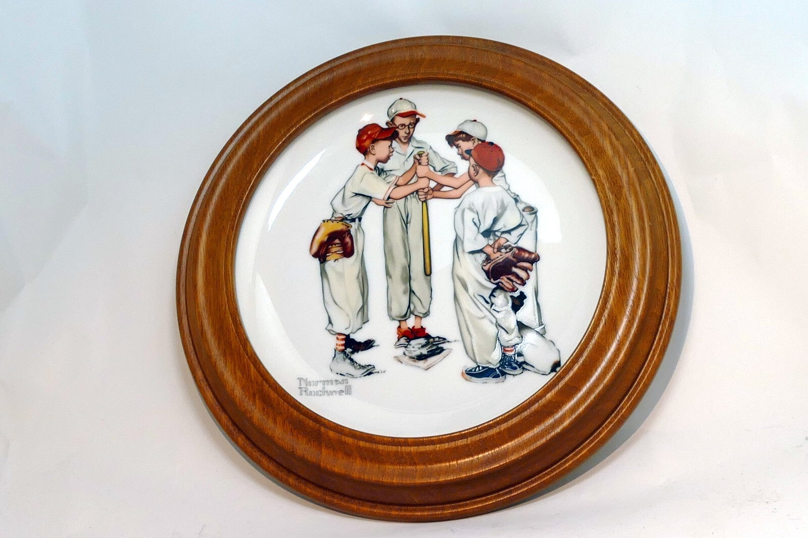 1992 Dave Grossman Choosin' Up Sporting Boys Series Norman Rockwell Plate Framed