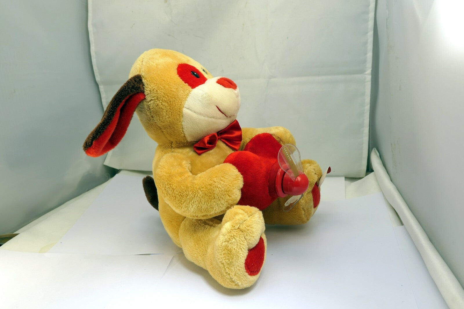 Animated Musical Puppy Dog with Light-Up Spinning Message Fan  Heart Puppy LED