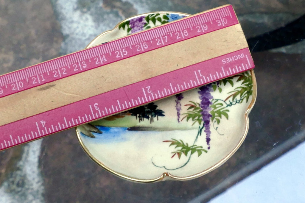 Koshida Japan Porcelain China Wisteria W/ Gold Rim Decorated Plate Tea 3.5" OD