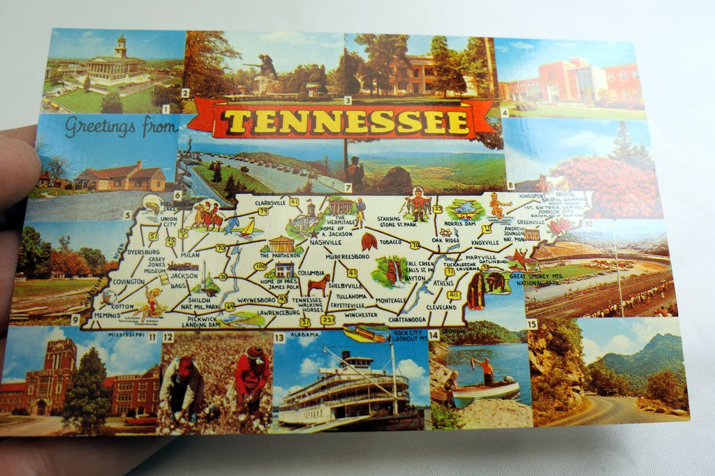 Greetings from Nashville Memphis Tennessee Americana Post Card 1960's vintage US