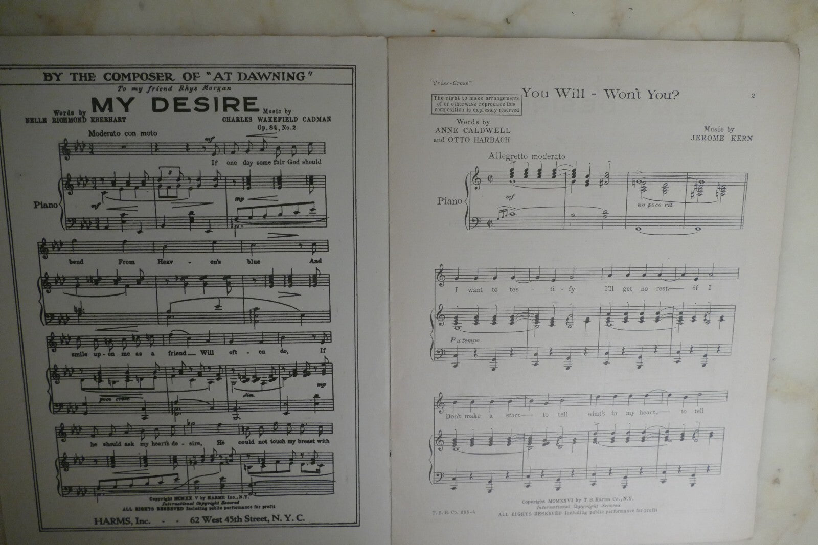 You Will Won't You 1926 by Jerome Kern from "Criss-Cross" musical