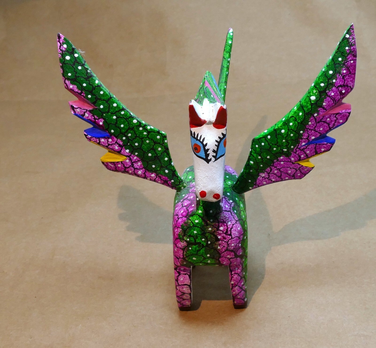 Hand carved mexican folk art figurine oaxaca joaquin hernandez vasquez   alebrije pegasus