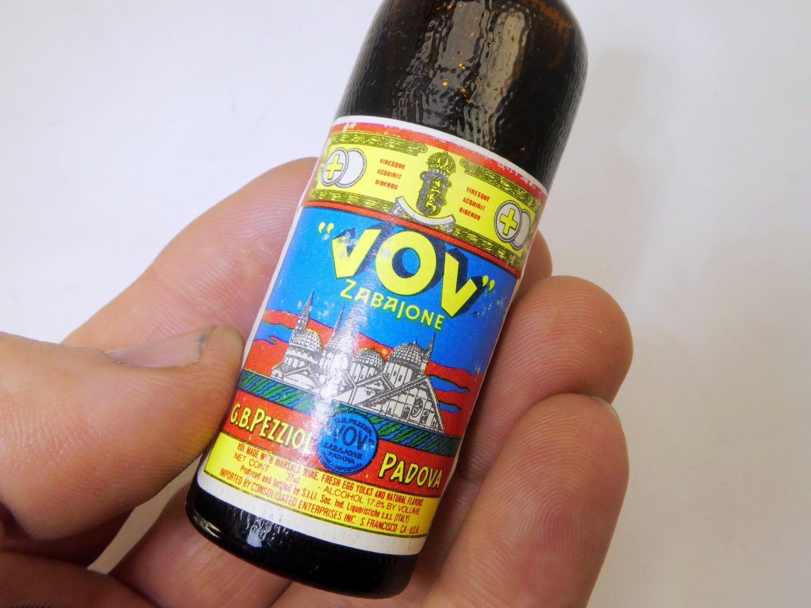 VOV Zabajone Italy 2oz 50ml miniature bottle home decor vintage empty
