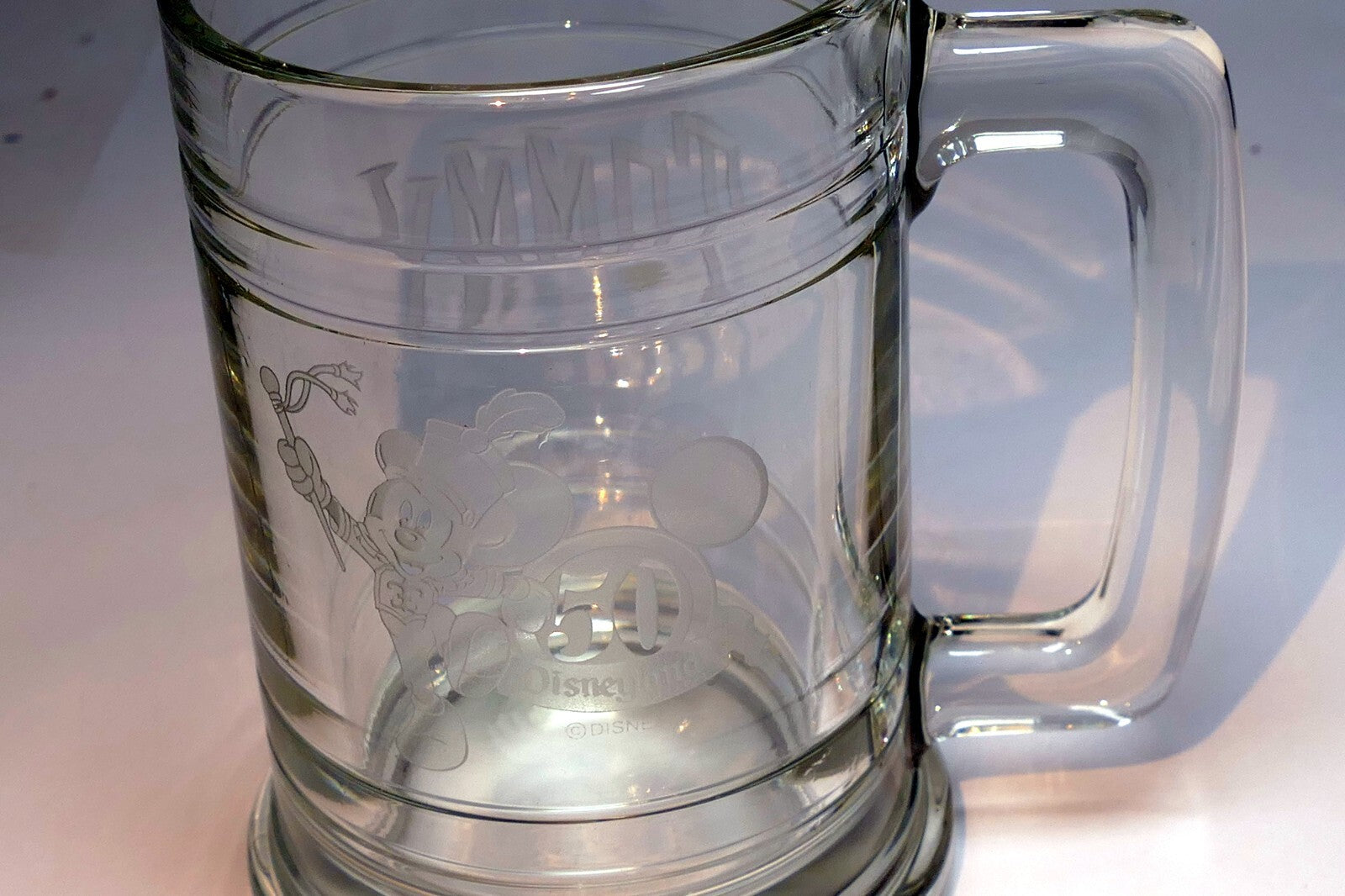 Mickey Mouse Large Glass Beer Stein Mug Walt Disneyland Etched Engraved "TOMMY"