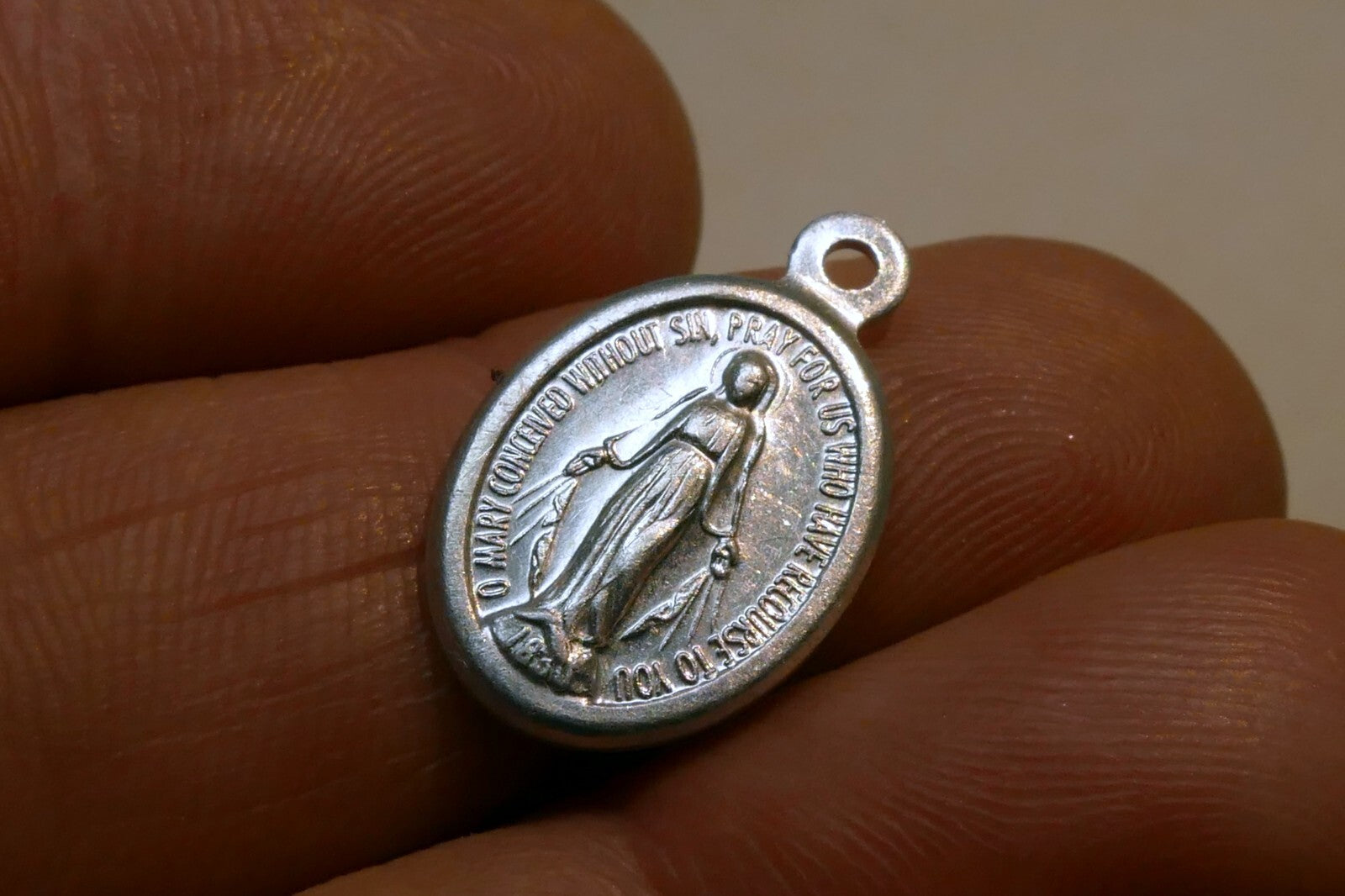 1830 O Mary Conceived Without Sin Pendant Charm pray for us vintage