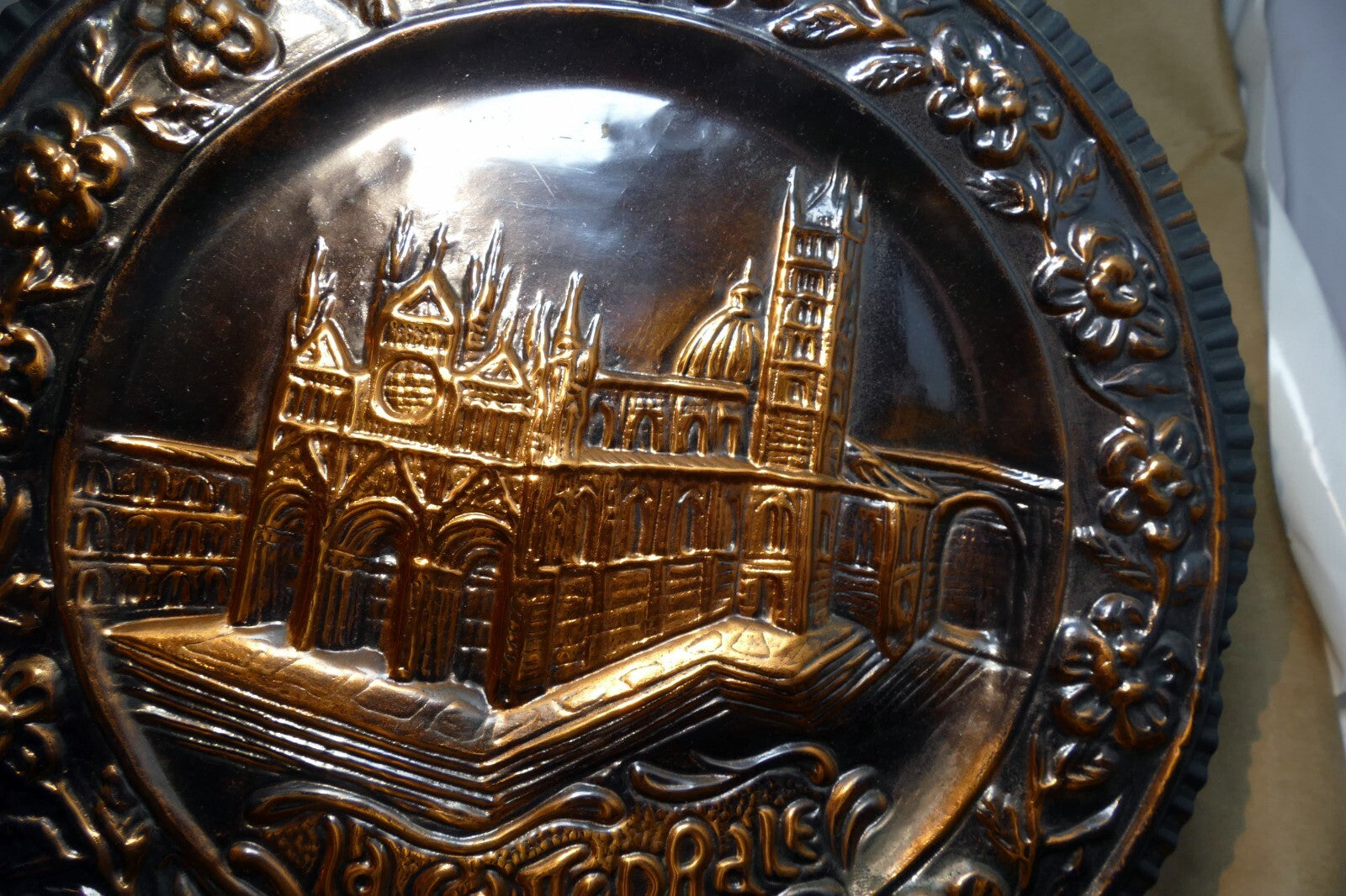 Piazza del Campo 3D Copper 12" Plate hanging Wall Art decor Italy Tuscany Siena