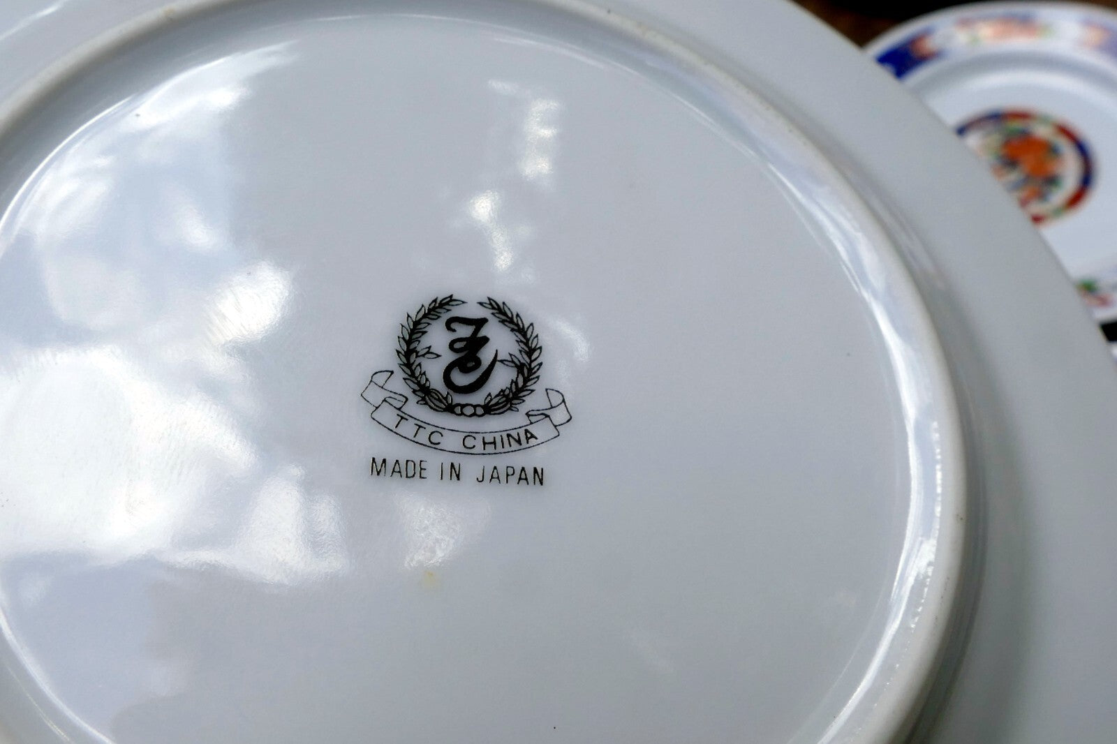 7 TTC China 6.2" Round Desert Plate Gold trim TTN1 Red-Blue Floral made in Japan