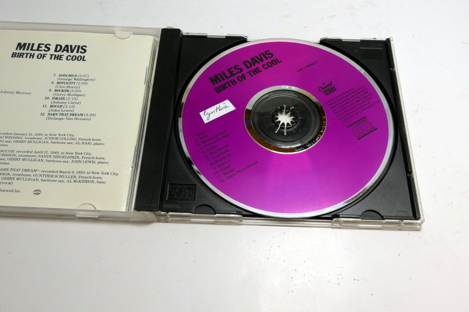 Birth Of The Cool By Miles Davis On Audio CD CDP 7 92862 2 1989 Capitol Records