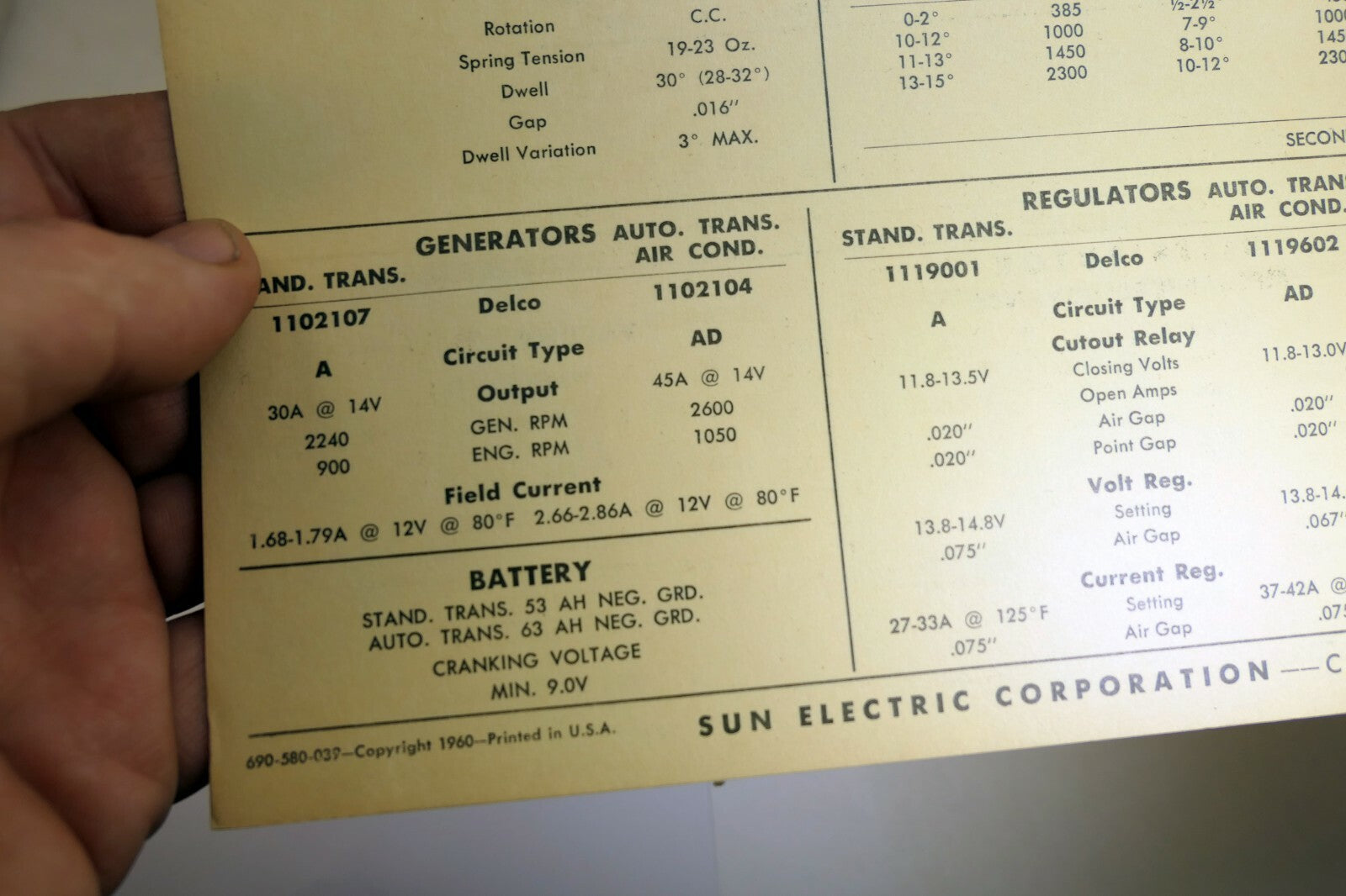 1958 Pontiac All Models Chart Sheet Wiring Diagram Sun Electric Corporation