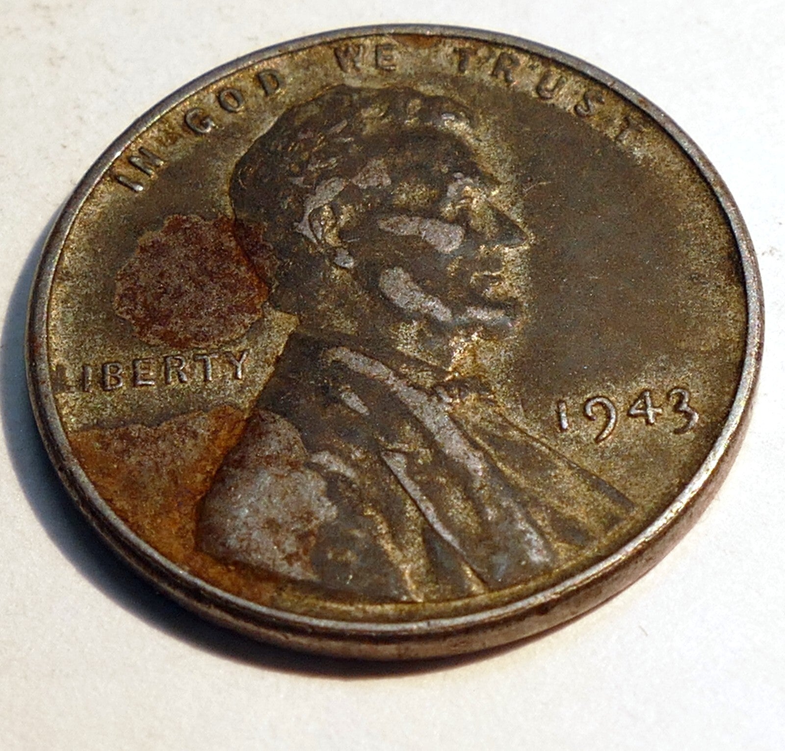 1943 ruthenium steel wartime wheat penny coin genuine vintage
