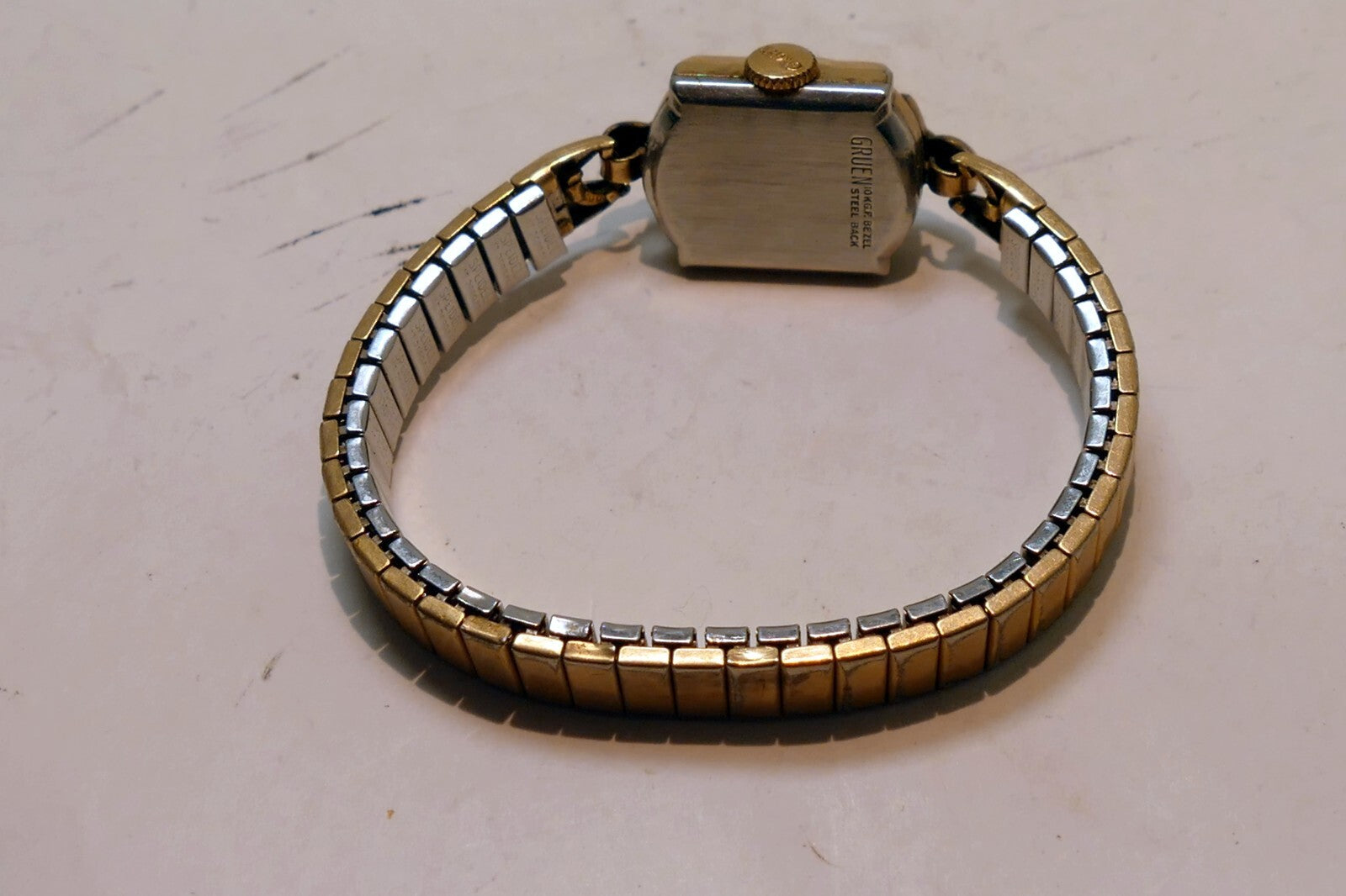 Gruen Precision Ladies Watch 10K RGP BEZEL Square Art Deco - Not working AS IS