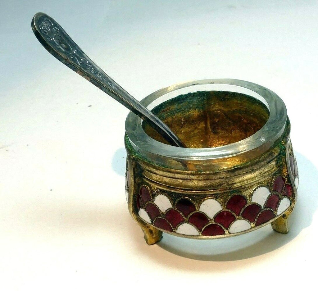 Brass 450k mustard box cream case spices pitcher мельхиор 7 юммет