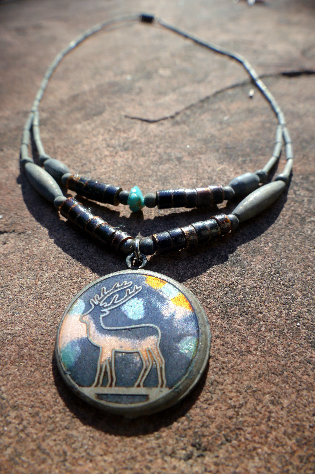 Deer Stag Brooch Necklace Native American south west USA