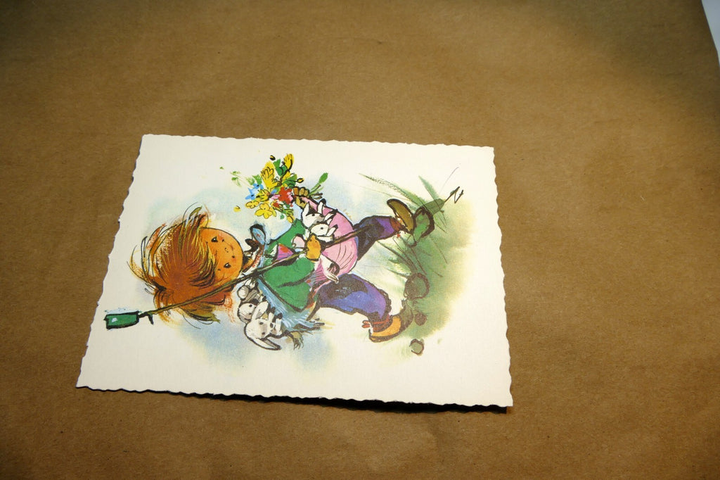 Adolf KORSCH VERLAG Postcard Munchen Boy with Flowers Lamb - Unposted Art