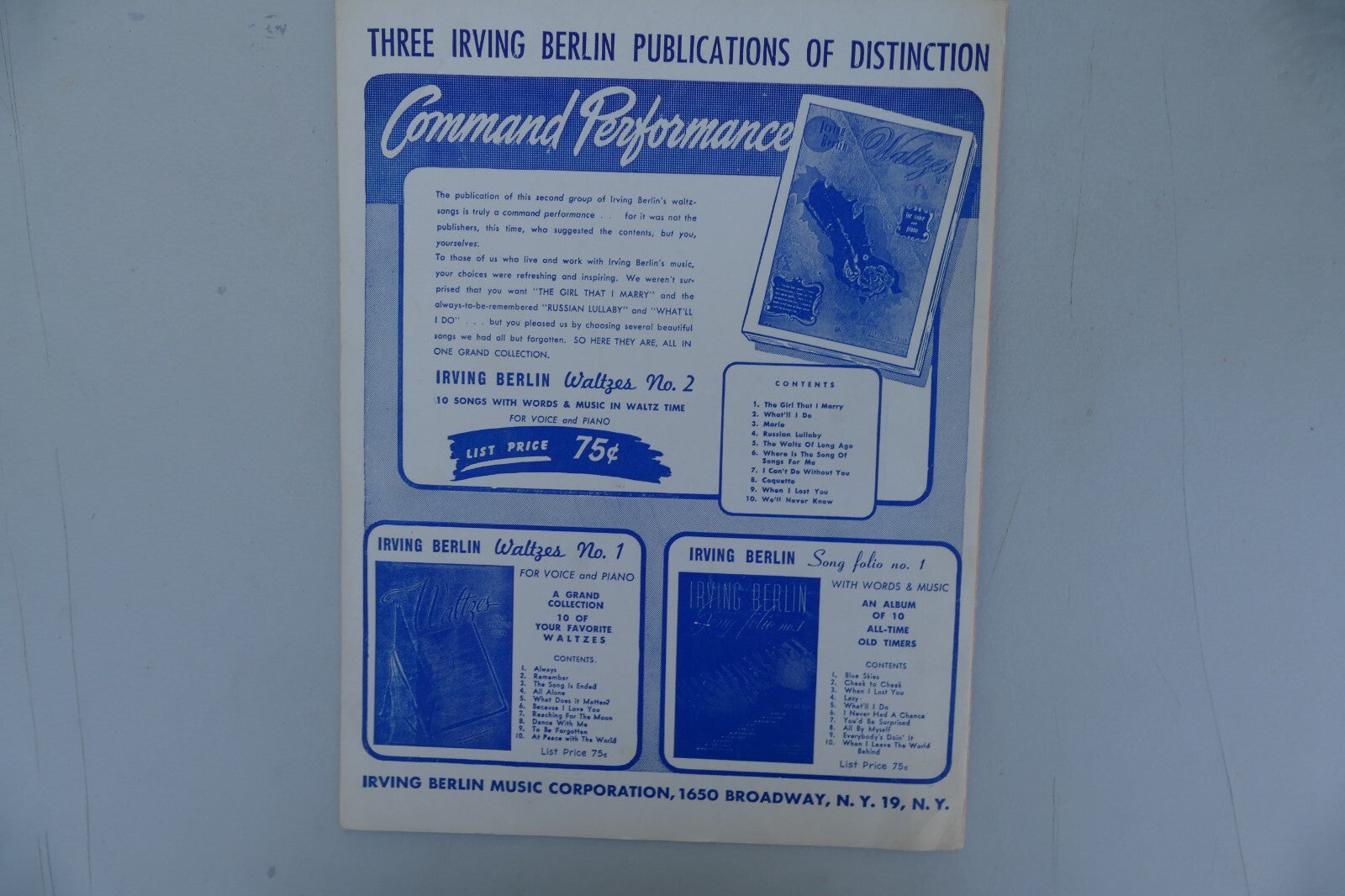 Irving Berlin Waltzes collection No 1 and No 2 1945 by Irving Berlin