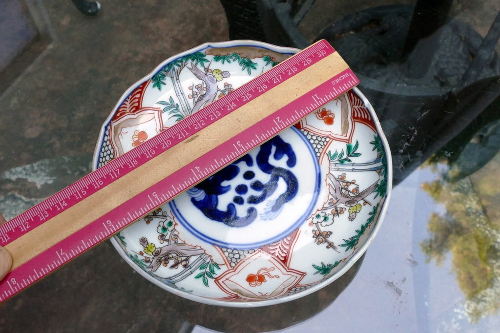 Japanese Imari-ware Colored porcelain Gold Peach PLATE/dish 6" scalloped