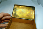 BRONZE AND WOOD TRINKET BOX INDIAN Native Inuit Sun god antique vintage
