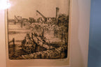 " San Francisco Bay"  Hand Signed Etching 19th century fisherman's wharf 1850's