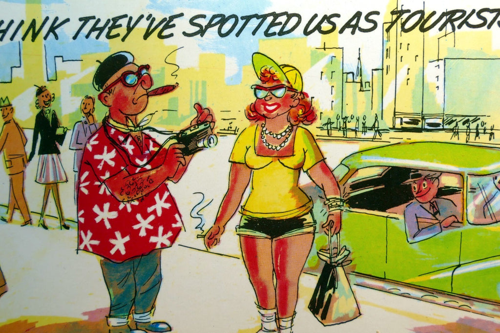 Comic postcard~ tony roy~ spotted us as tourist~ dt 7575 b 1970's