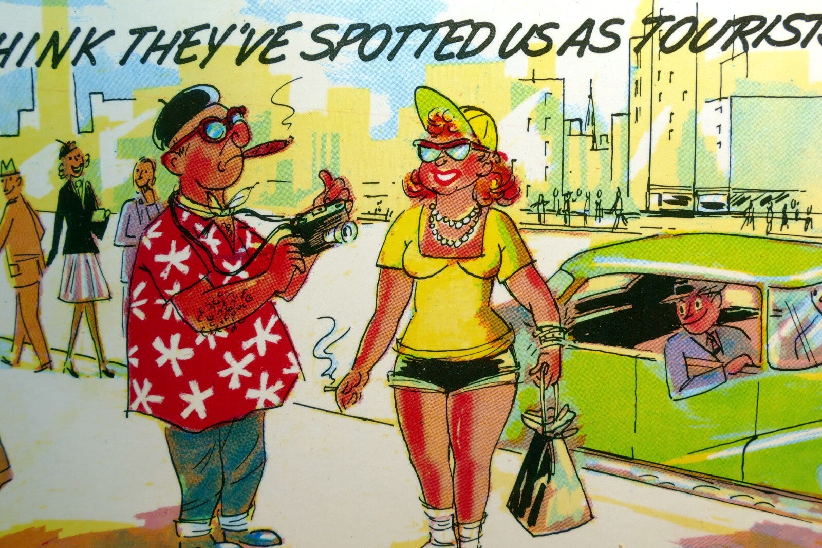 Comic postcard~ tony roy~ spotted us as tourist~ dt 7575 b 1970's