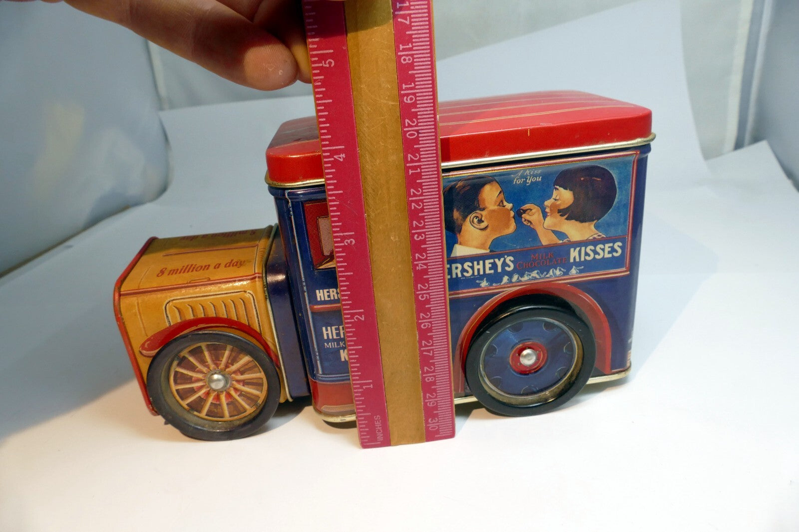 Hershey's Chocolate Kisses Collectible Vintage Milk Truck Tin with wheel lid