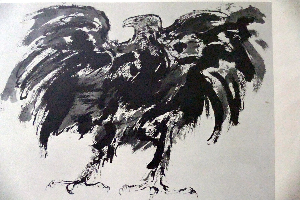 Leonard baskin "eagle" woodcut print   numbered 54, unframed   vintage