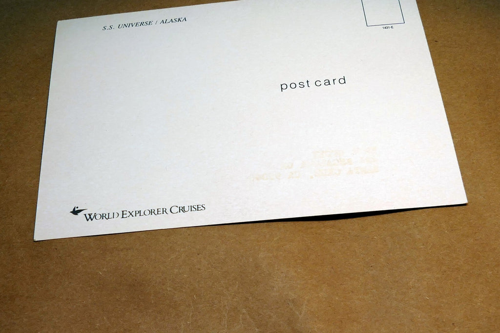 SS Universe World Explorer Cruises 1980's Postcard unposted Alaska USA Glacier