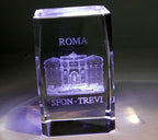 Rome Roma Laser Etch Glass Paperweight  Fontana Trevi  Fountain 3X2X2" crystal