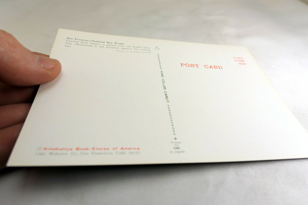 Oakland Bay Bridge San Francisco Sunset California USA Postcard 1970's