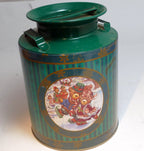 Metal tin christmas round cookie candy jar container bear skating ice