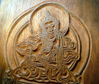Hand carved tibetan buddhist woodblock stamp nepal vintage 7x7"