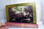 KALAR STRUDEL DECORATIVE TIN VICTORIAN COUPLE WITH DOG WALK 9X12" large