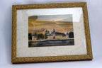 Watercolor Russia village byzantine church Art framed Russia 1990's