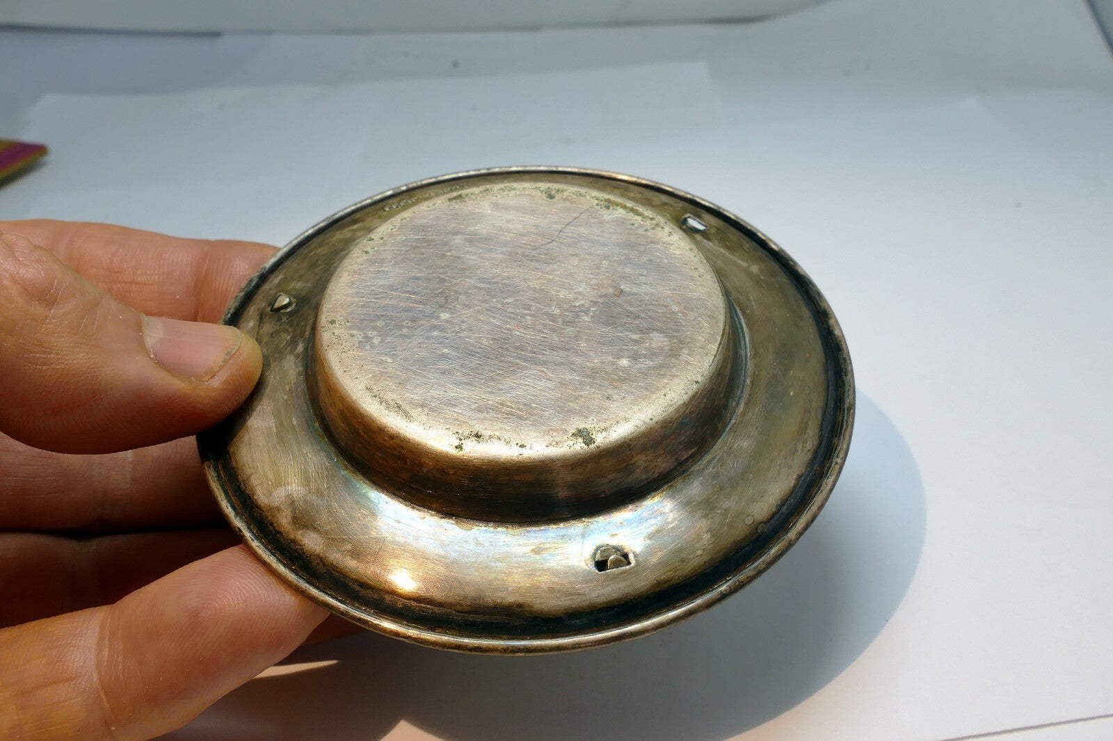 EPNS Candle Holder or Bowl Made in England 3.5 inch Diameter vintage 1890 L.W.LP
