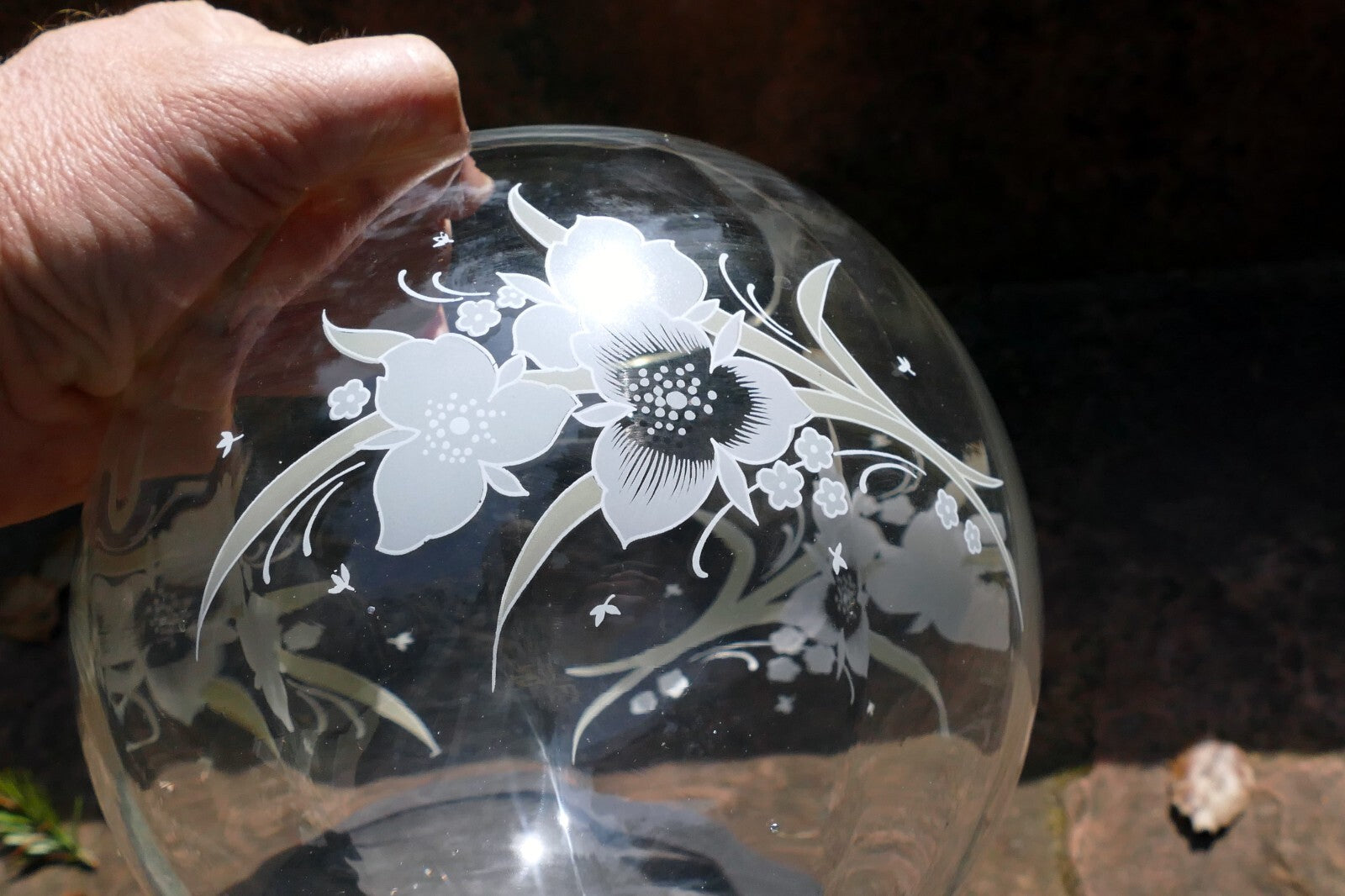 Glass Bowl Glass Bowl Globe 6" Floral Design European Collection