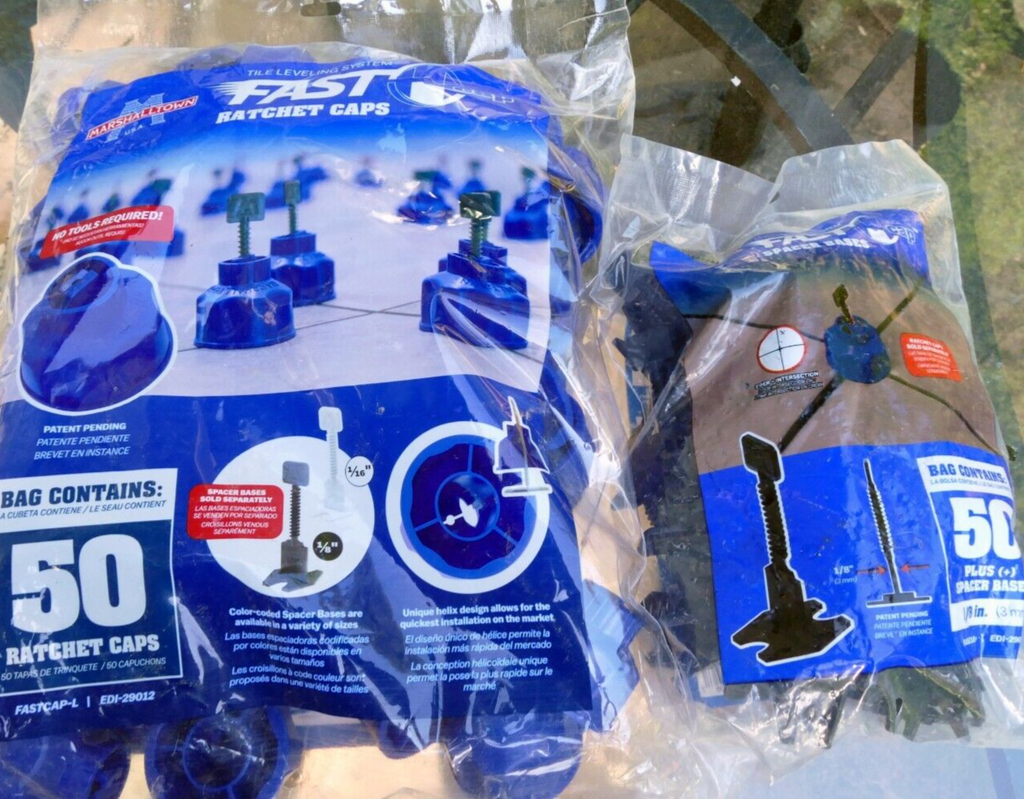 50 pack fast ratchet caps tile leveling 1/8" with spacer bases