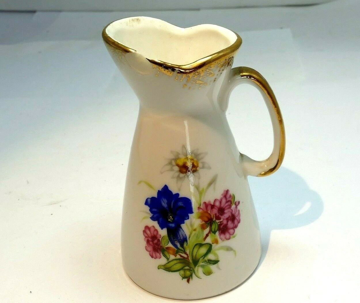 Individual creamer cream pitcher cottier freres purple / pink flowers
