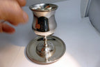 Pewter Goblet by Wallace Bros Silver Co.  V V 52 5.5" tall with plate saucer